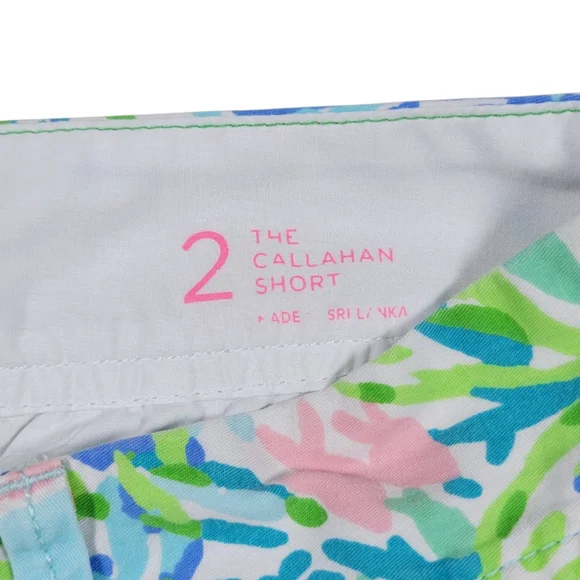 Lilly Pulitzer Callahan Chino Shorts Womens 2 Blue Green Cotton Resort Cruise - Picture 4 of 9